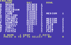 Cricket Master Gameplay (COMMODORE 64)