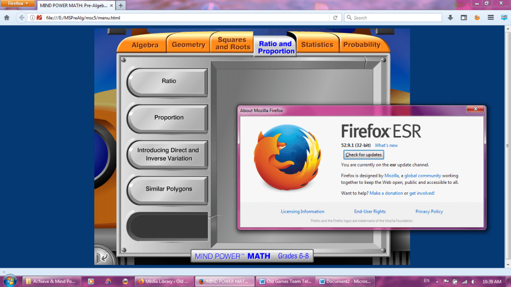 Mind Power Middle School Pre-Algebra (Firefox 52.9.1 Possable)
