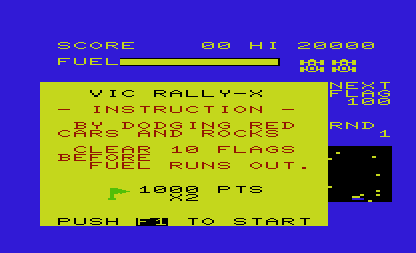 Rally-X Gameplay (Vic20)