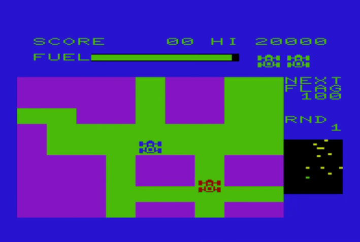 Rally-X Gameplay (Vic20)