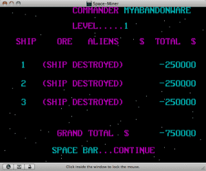 Space Miner Gameplay (DOS)