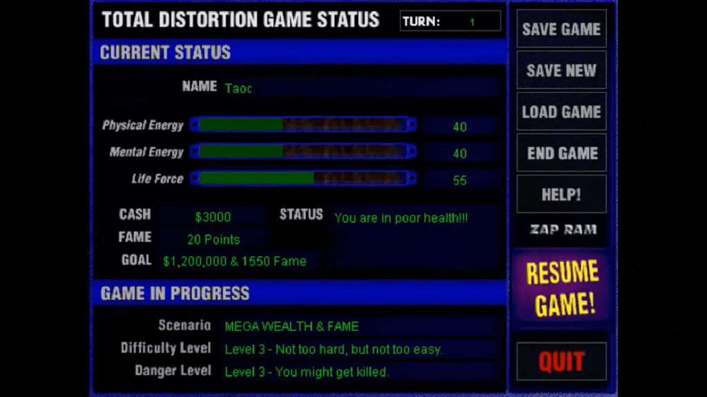 Total Distortion Gameplay (Windows 3.x)